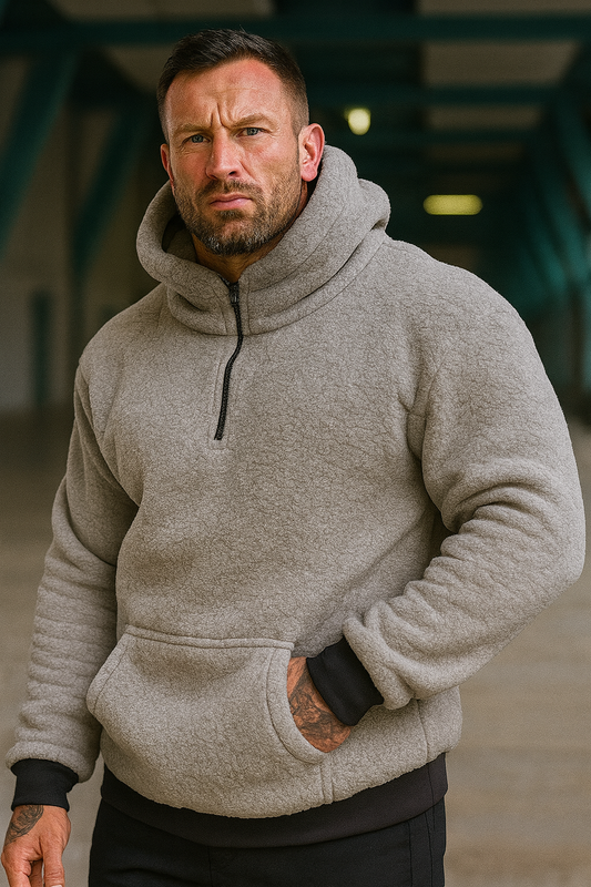 Winter Vogue™ Luxe Fleece Hoodie – Stone Gray
