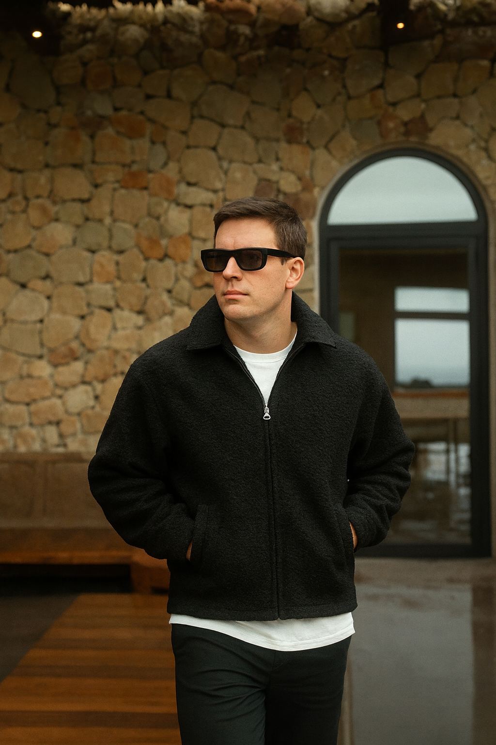 Winter Vogue™ Premium Fleece Zip-Up Jacket – Midnight Black