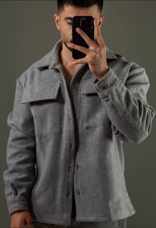 Winter Vogue™ Urban Wool Overshirt – Stone Gray