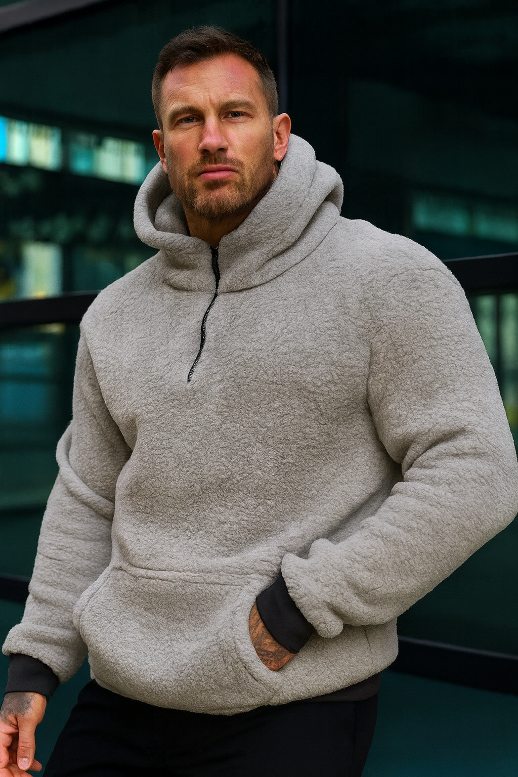 Winter Vogue™ Luxe Fleece Hoodie – Stone Gray
