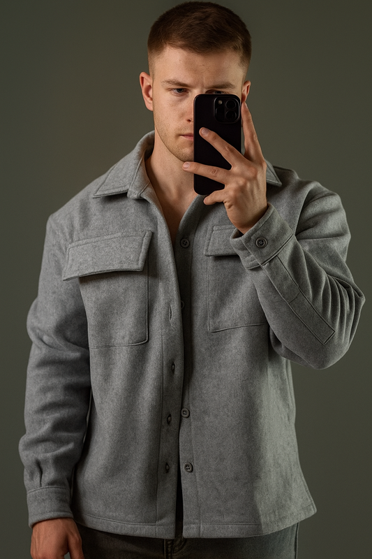 Winter Vogue™ Urban Wool Overshirt – Stone Gray